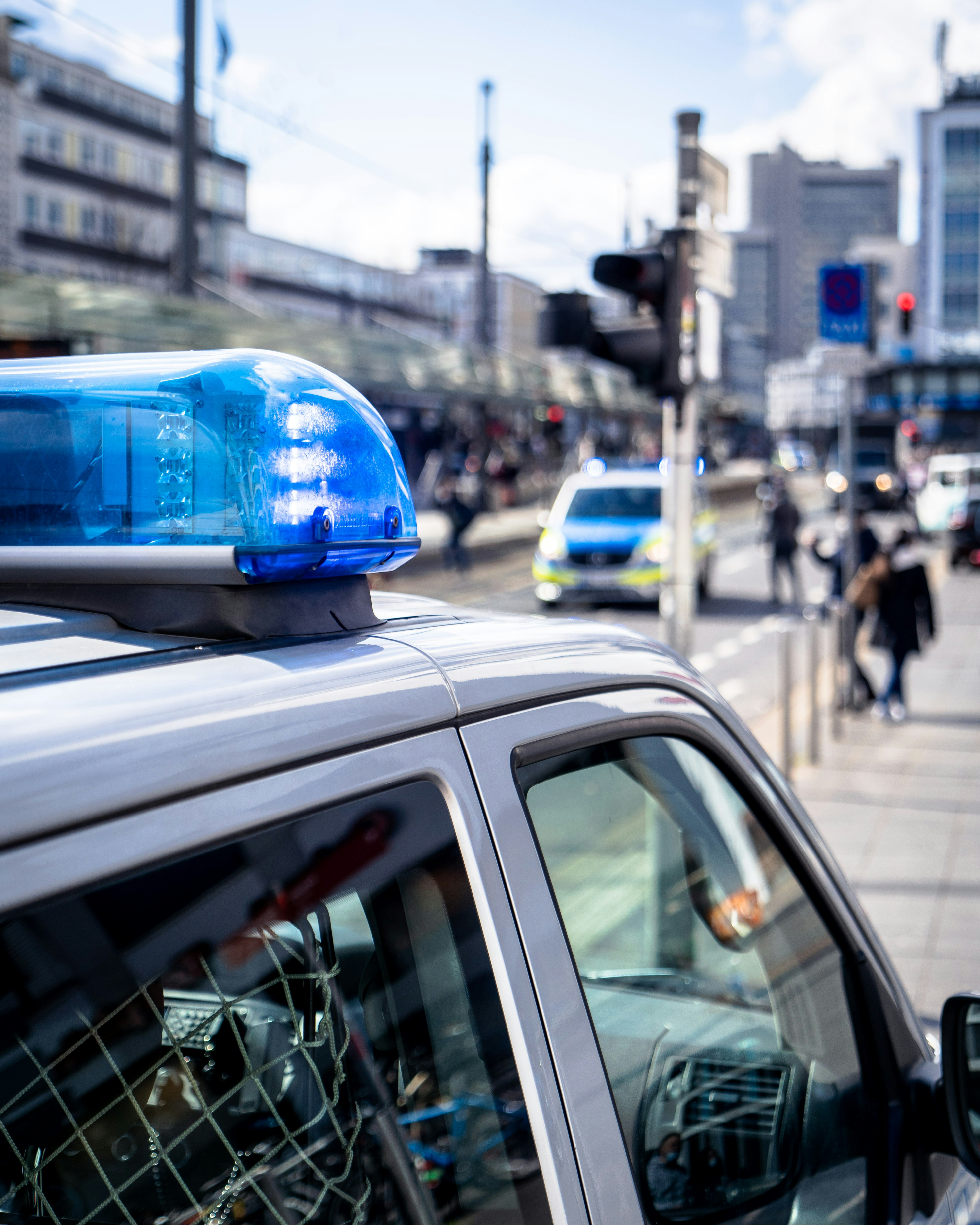 blue car on the street